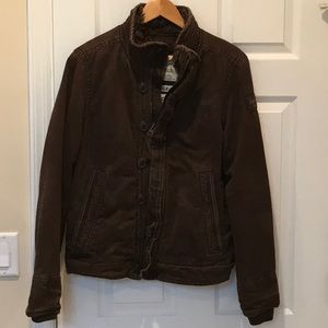 Abercrombie & Fitch Rugged Adirondack Jacket Coat Mens Size S Brown Faux Fur
